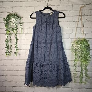 LOFT Blue Halter Tiered Mini Dress